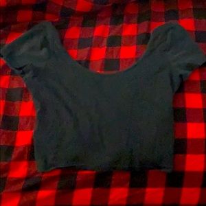 Black open crisscross back crop top